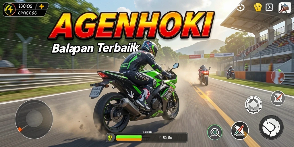 Tangkapan layar AGENHOKI menampilkan kecepatan tinggi dan aksi balap yang mendebarkan.
