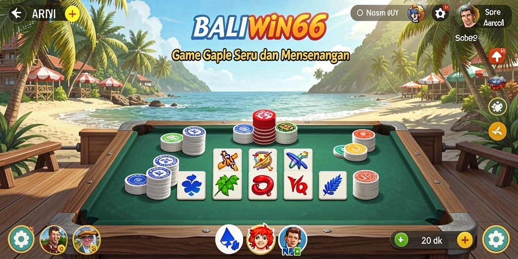 Tampilan gameplay seru BALIWIN66 saat memainkan Gaple dengan teman.