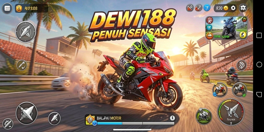 Gameplay balapan motor yang seru di DEWI188.