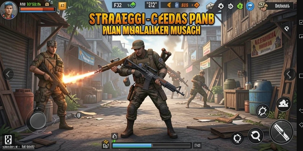 Screenshot gameplay <strong>F32</strong> yang menunjukkan pertempuran strategis.