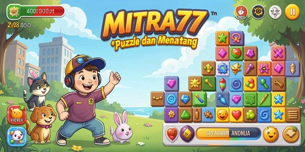 Tampilan gameplay menantang di MITRA77 dengan berbagai teka-teki.