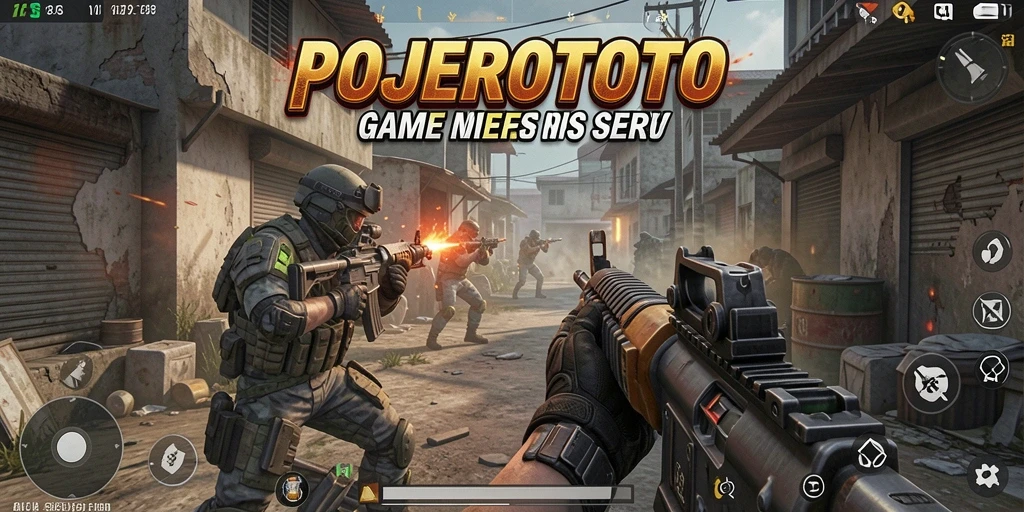 Screenshot gameplay POJEROTOTO dengan aksi tembak-menembak yang intens.