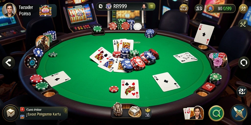 Screenshot gameplay RR999 menampilkan aksi seru permainan Poker.
