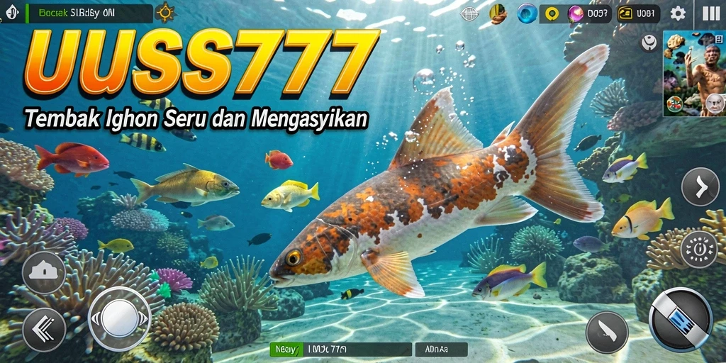 Screenshot UUS777 menampilkan aksi seru saat menangkap ikan di bawah laut.