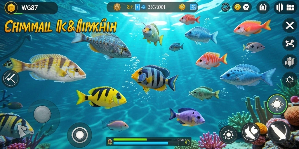 Tampilan gameplay seru di WG87 dengan banyak ikan untuk ditembak.